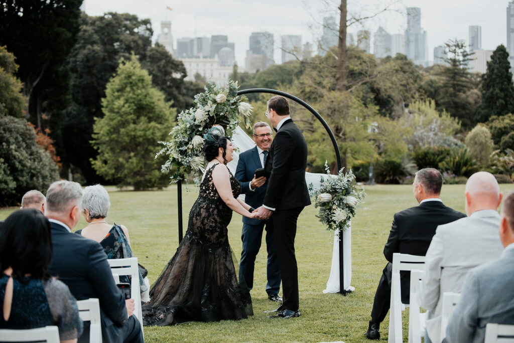 Mike Larkan conducts wedding at Melbourne Botanic Gardens