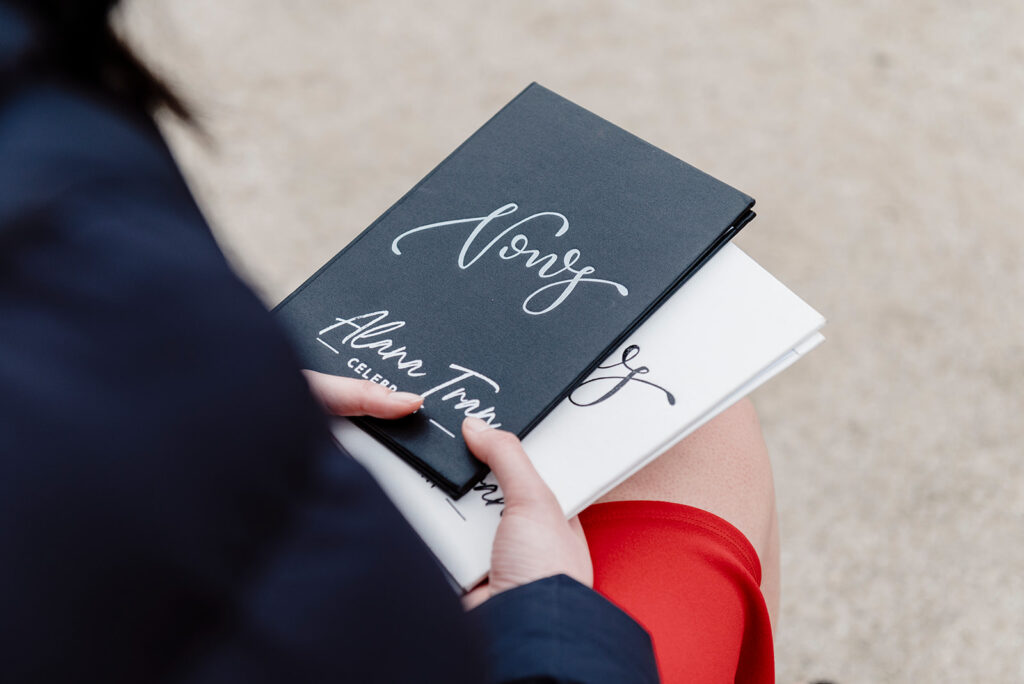 Vow cards at a wedding at Warrawong Estate