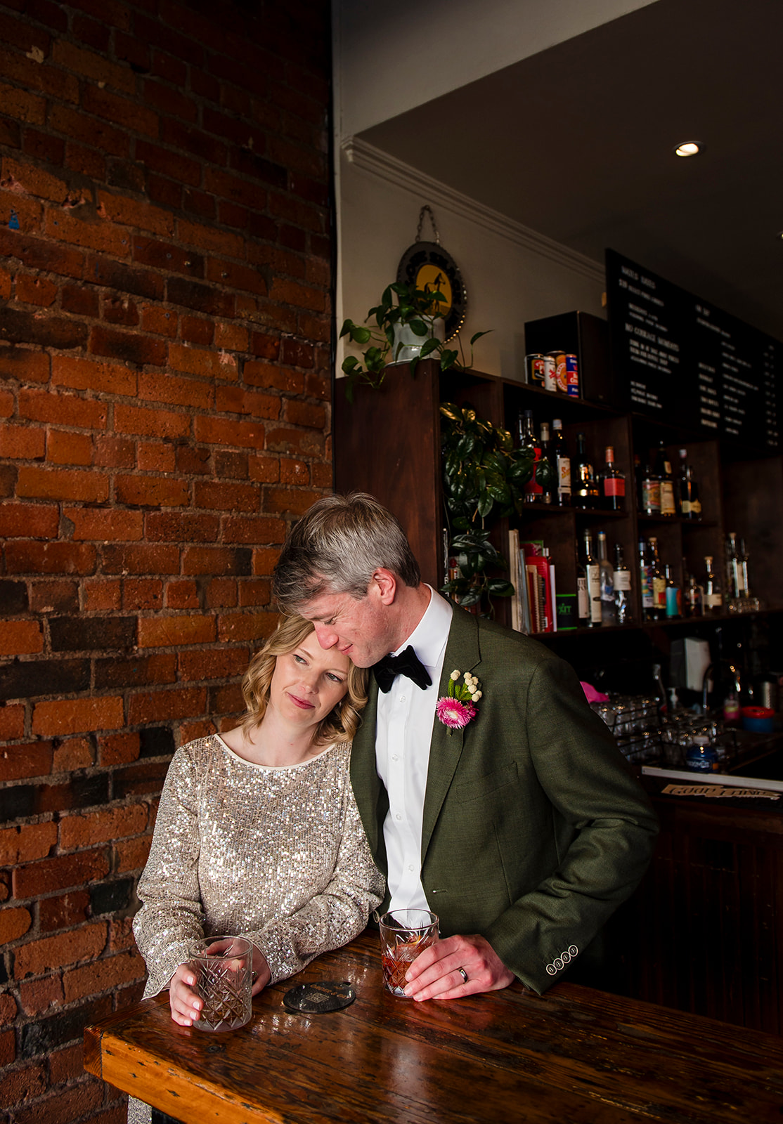 Bride and groom at Miss Moses Bar in Brunswick