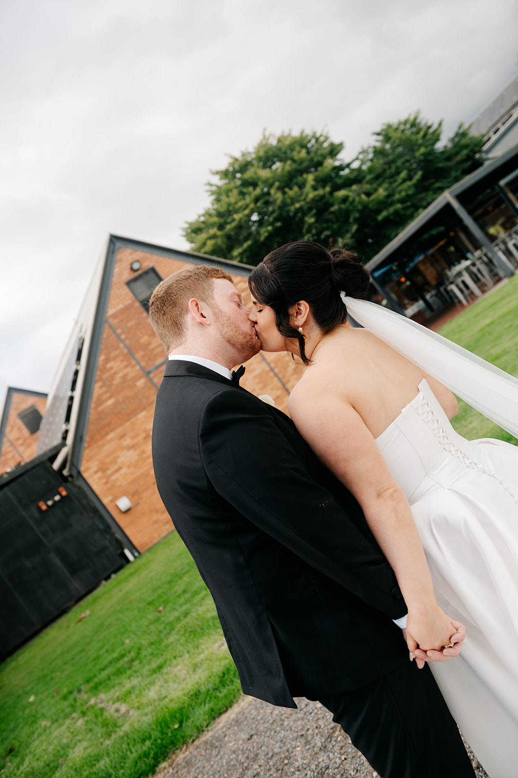 Bride and groom at Rochford Winery
