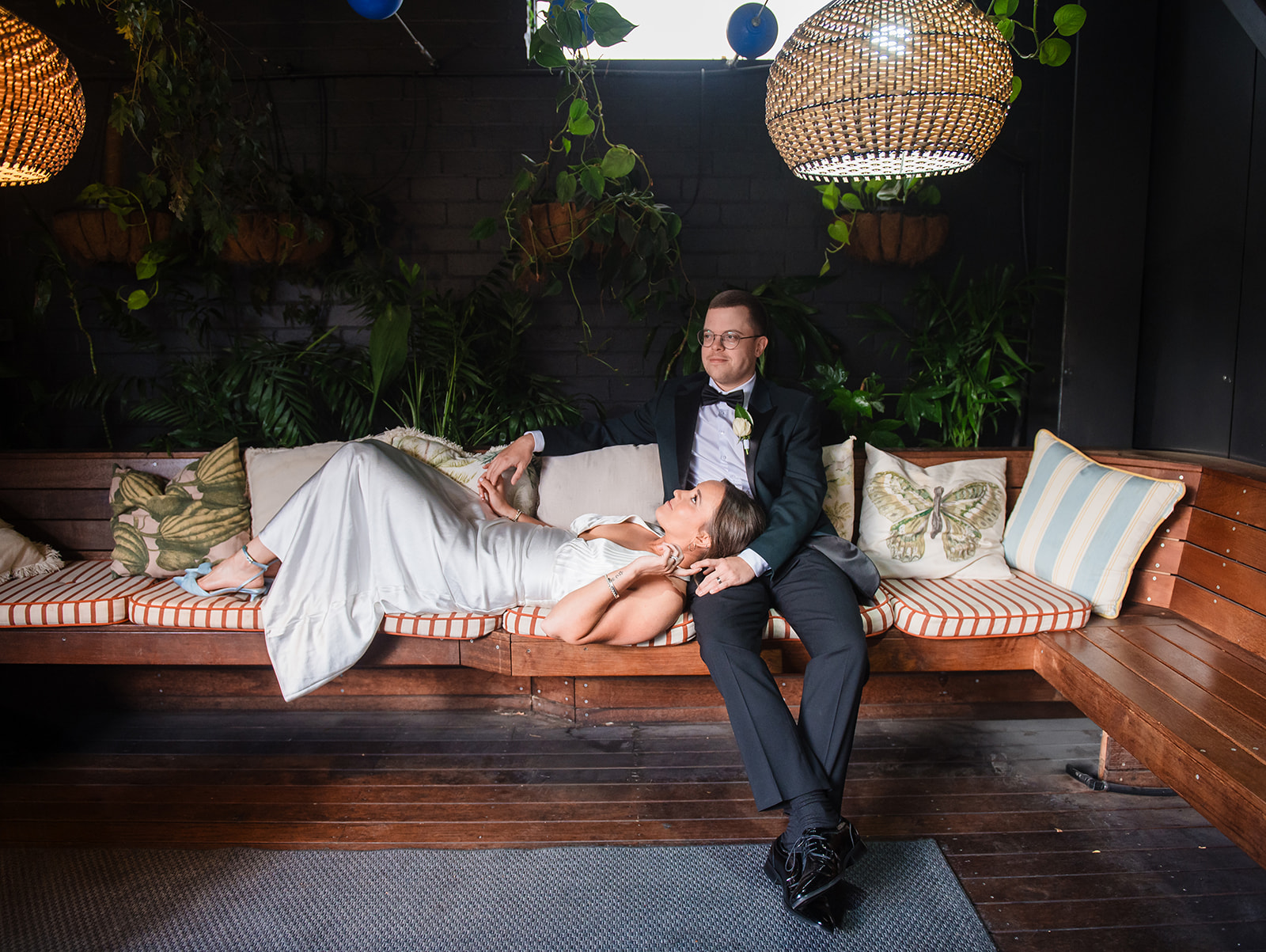 Bride and groom at Loop Roof in Melbourne